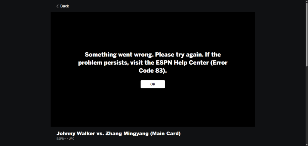 ESPN+ error when VPN is not working