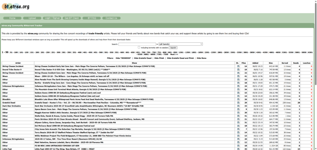 Etree website