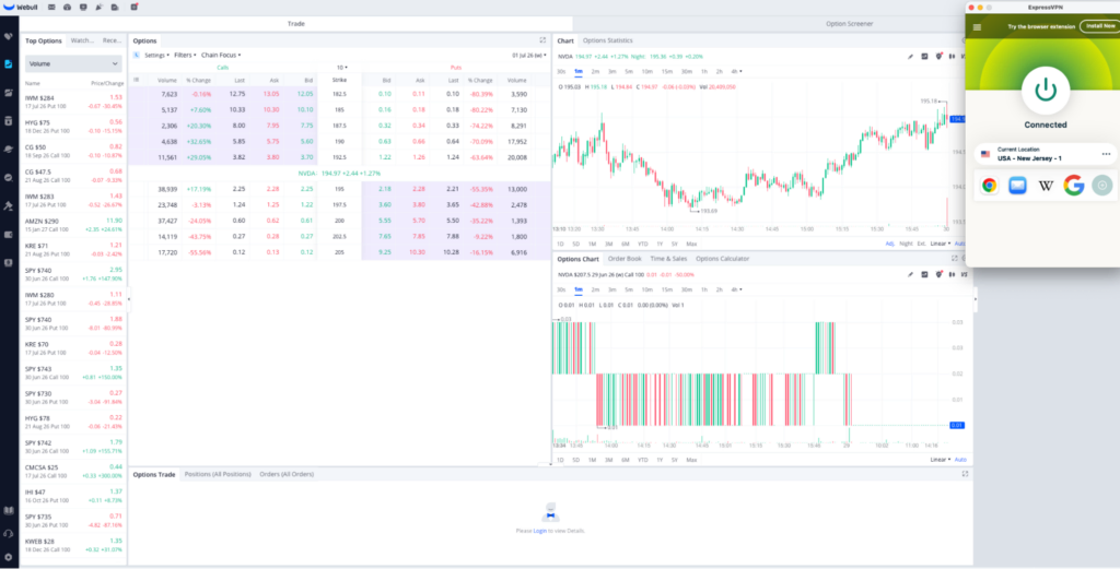 Using ExpressVPN's servers in the US to access Webull securely