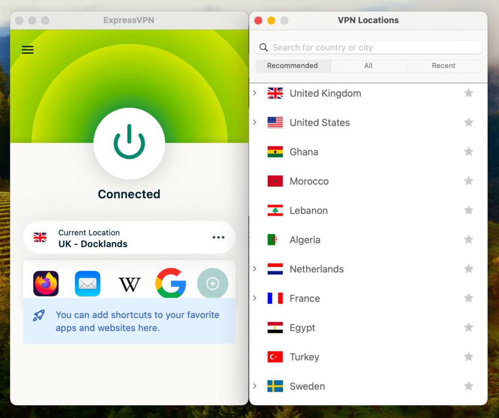 ExpressVPN server connections