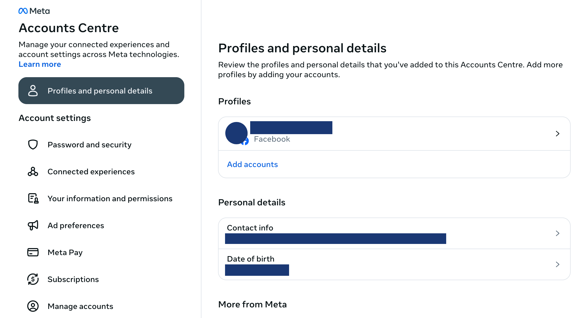 Edit your name, username, or contact email in Accounts Center to limit how others find your Facebook profile