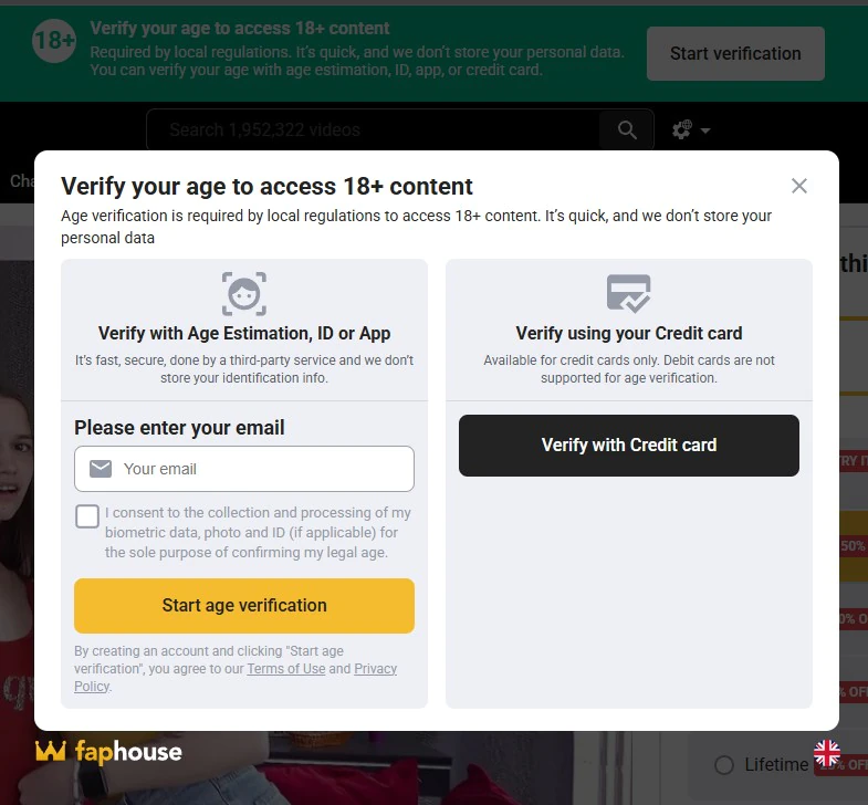 Faphouse age verification in Australia notification