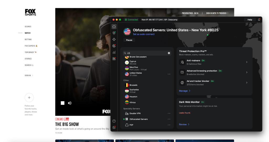 fox sports streaming with vpn