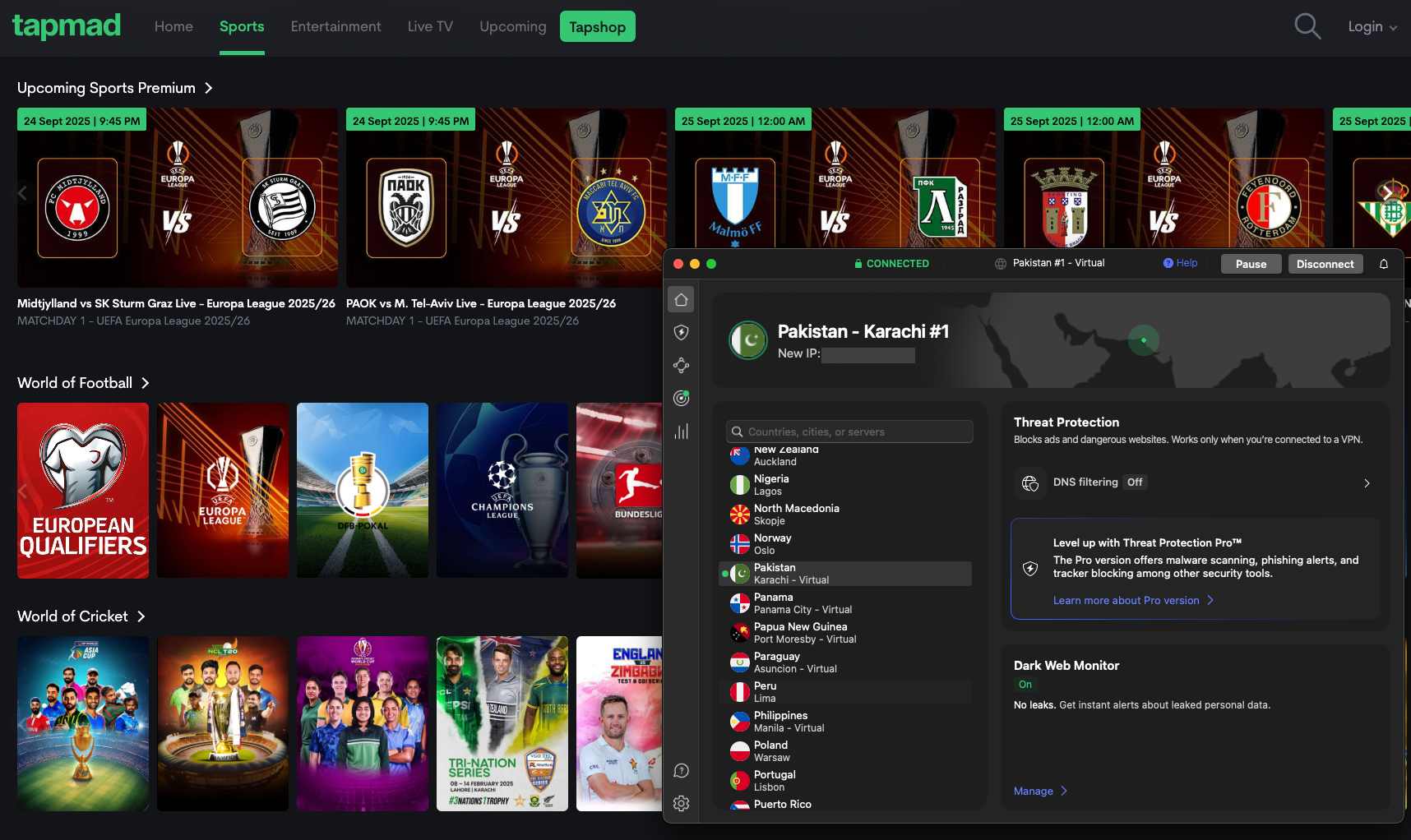 Tapmad is main streaming platforms in Pakistan for watching free football matches