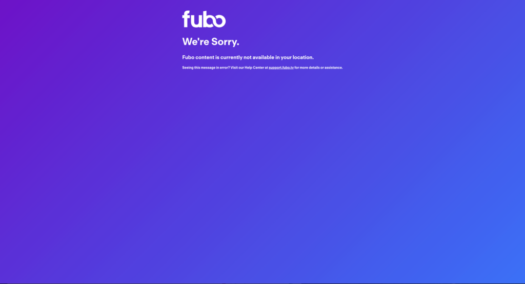 FuboTV error message