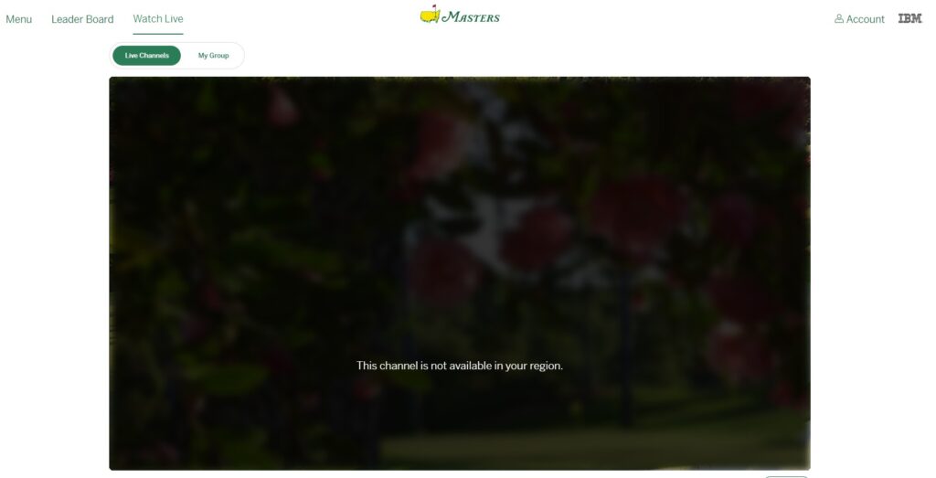 Golf Masters 2026 free live stream is not available in your region notification