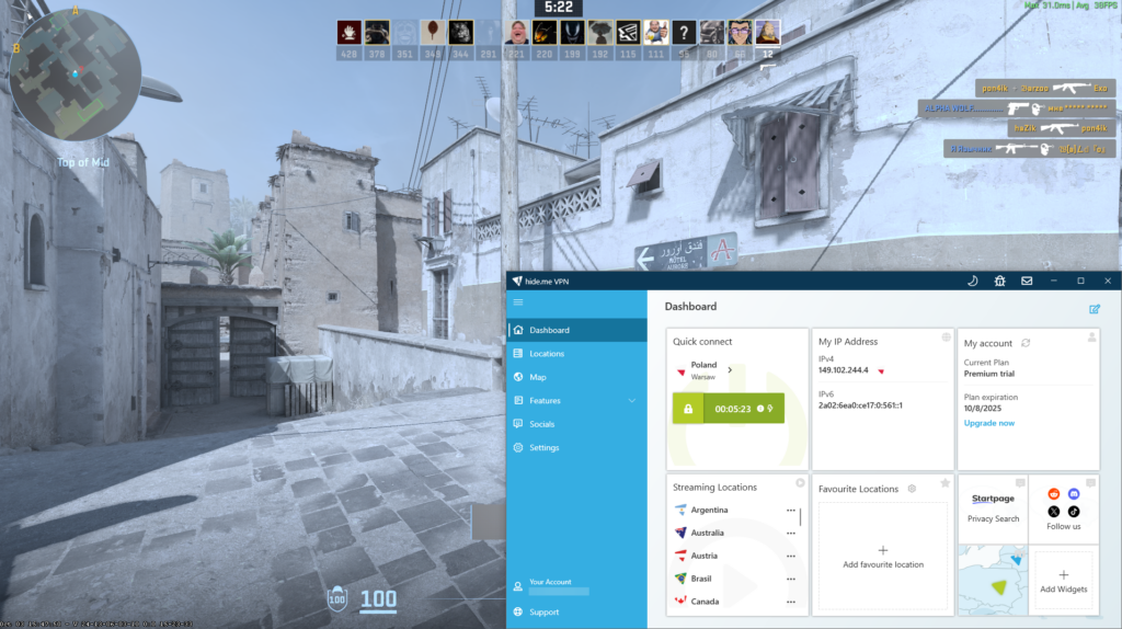 Hideme lets you find international matches with friends