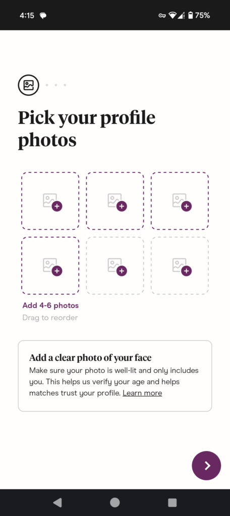Upload new pictures on Hinge