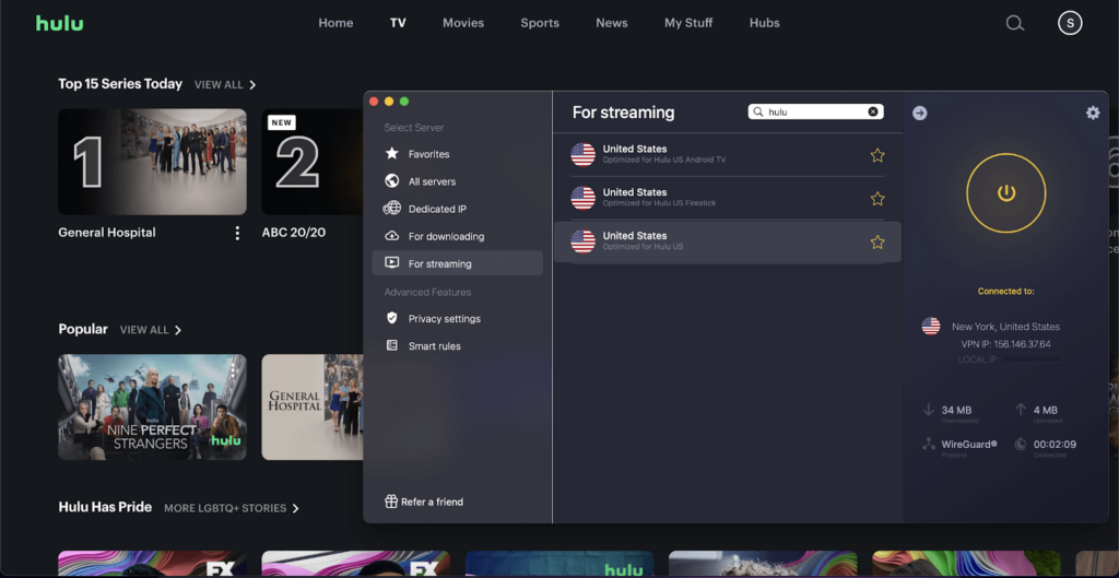 Hulu unblocked with CyberGhost