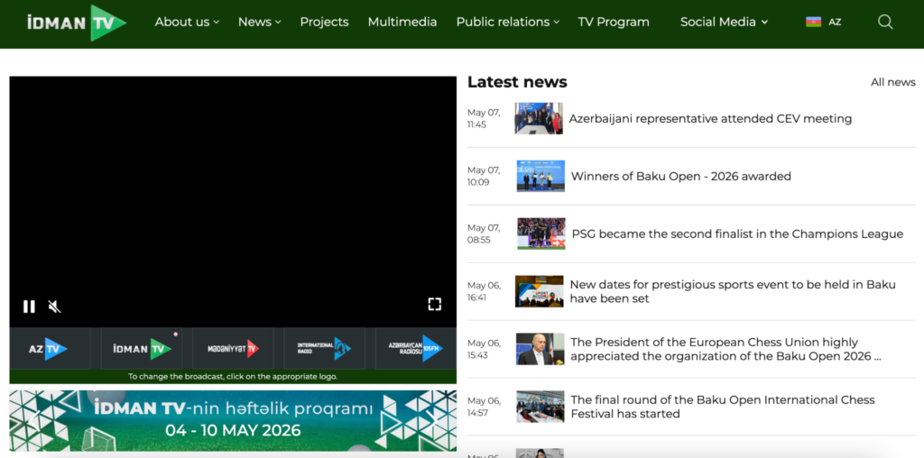 Idman TV is blocked outside of Azerbaijan