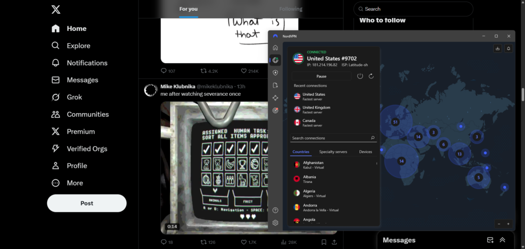Twitter (X) access with NordVPN
