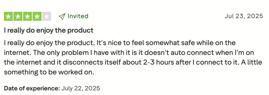 TotalVPN Trustpilot review