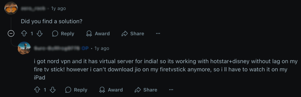 Reddit users report success using Disney Hotstar from the UK