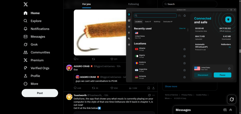 Twitter (X) access with Surfshark