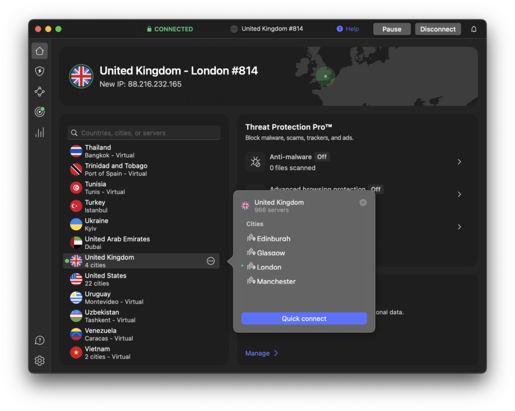 NordVPN UK server locations