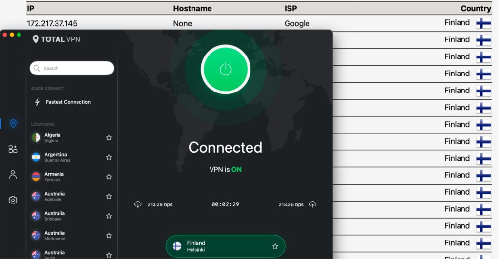 TotalVPN DNS leak check