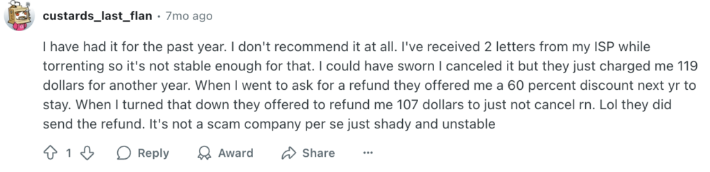 TotalVPN Reddit opinion