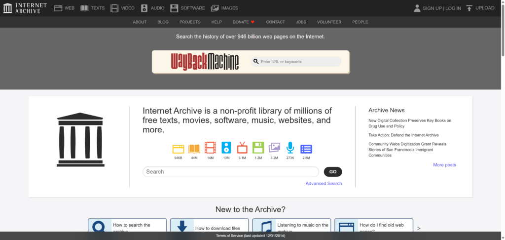 Internet Archive's website