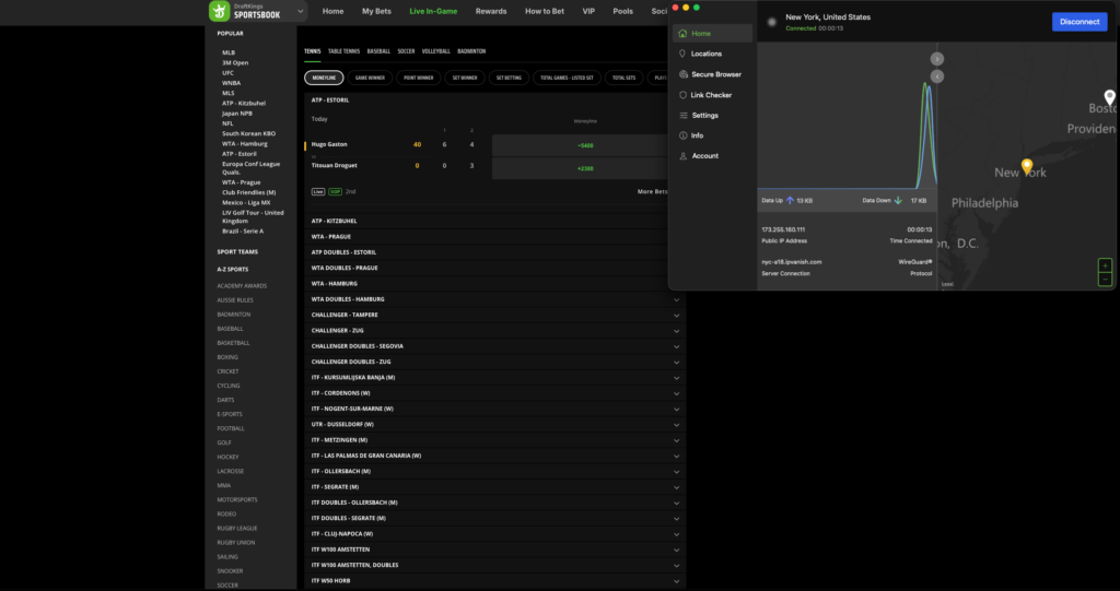 Accessing Draftkings with IPVanish