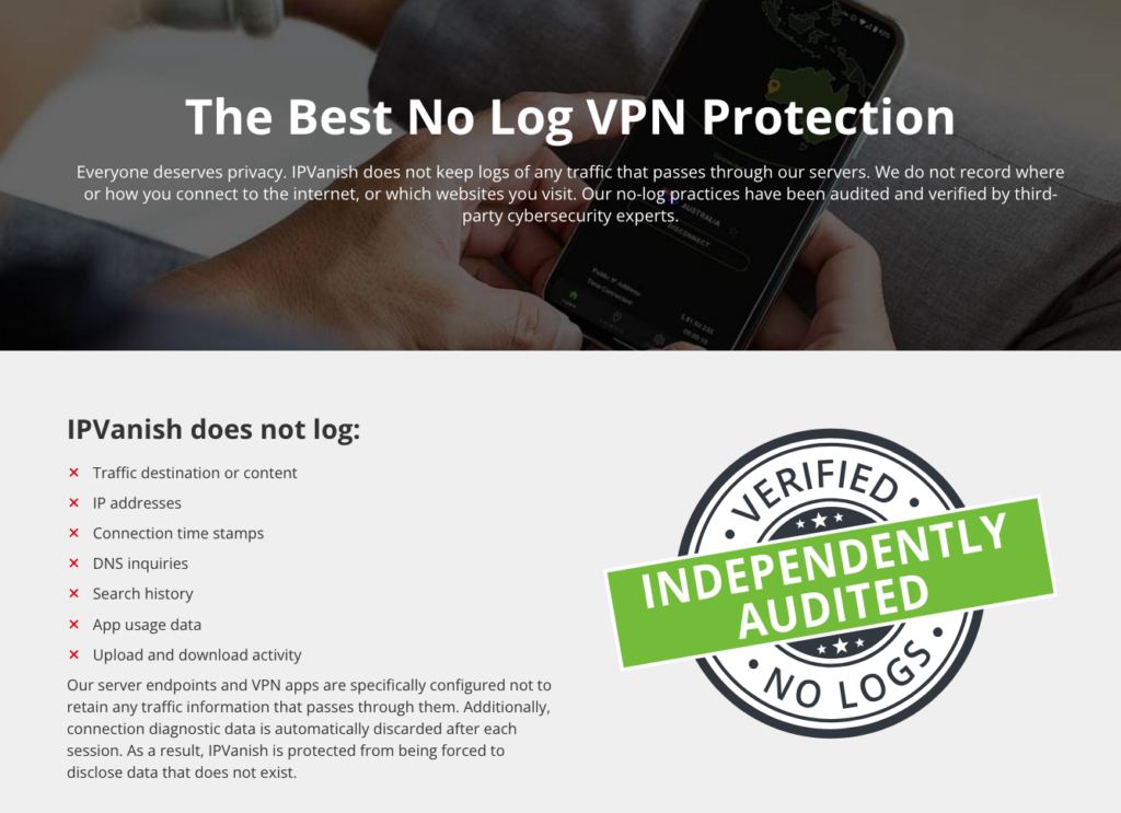 IPVanish no-logs policy claim