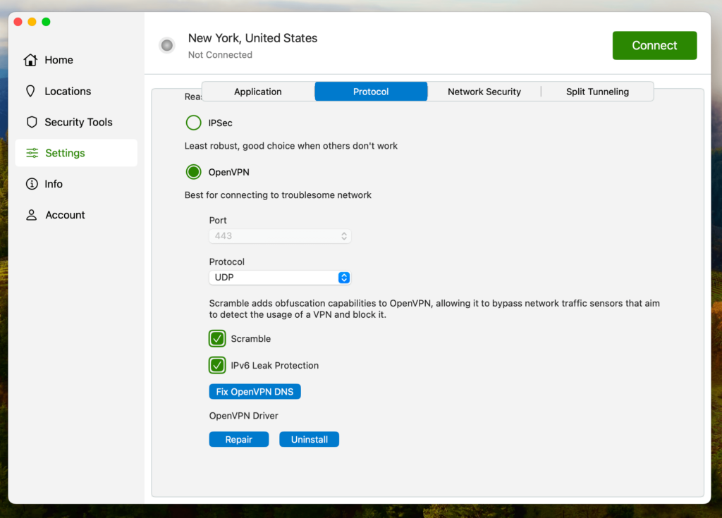 IPVanish Scramble obfuscation setting