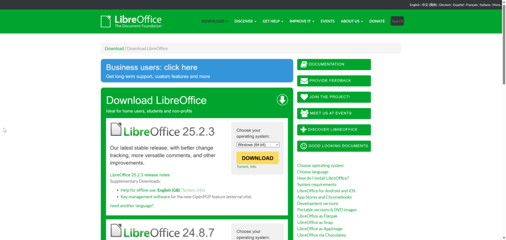 LibreOffice Torrent website