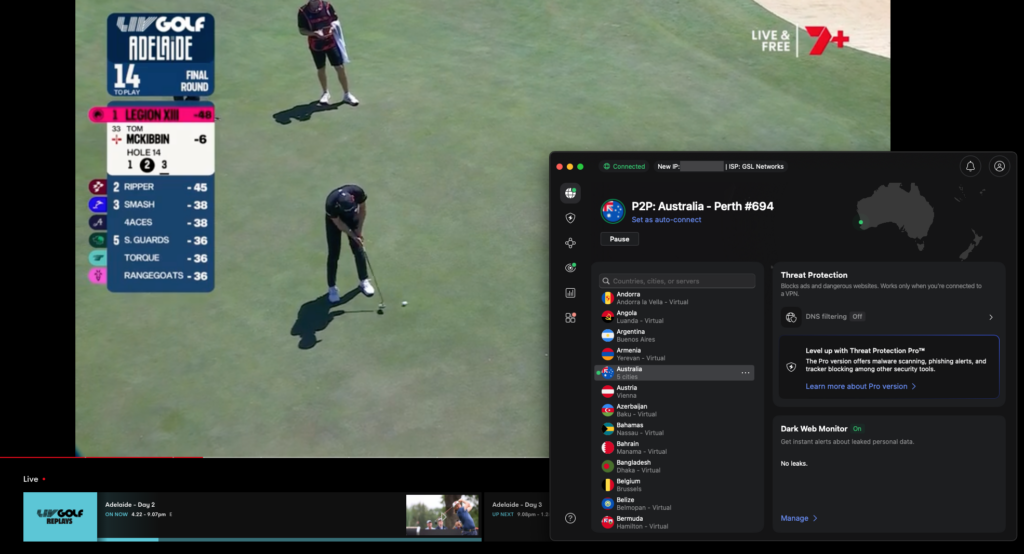 LIV Golf free streaming with NordVPN