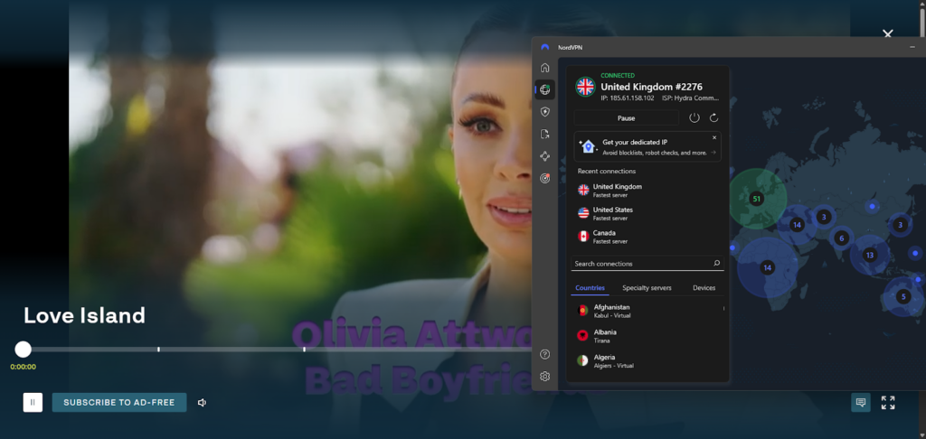 Streaming Love Island UK on ITVX using NordVPN