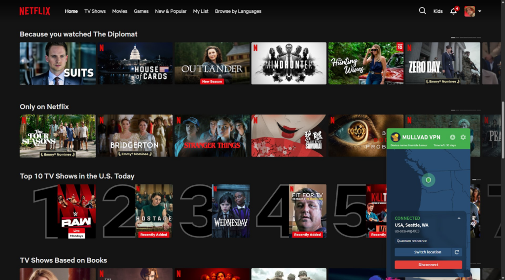 Mullvad VPN allowed me to unblock Netflix US
