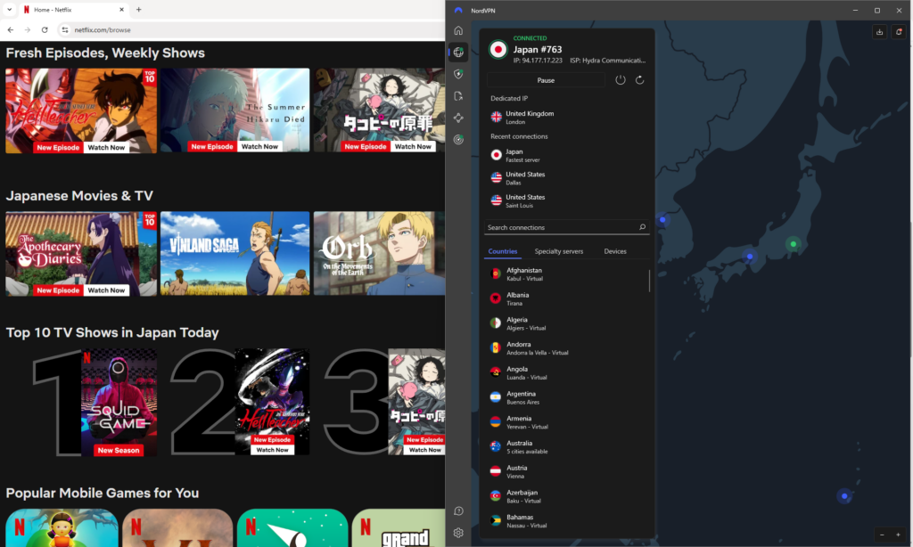 NordVPN works with Netflix to bypass geo-restrictions and access different regional libraries