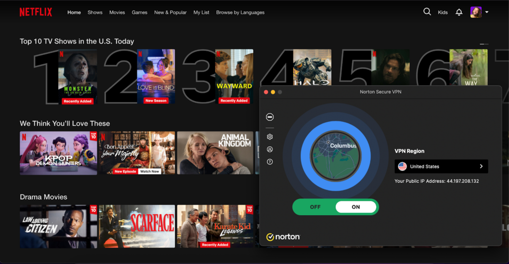 Norton VPN gave me access to international Netflix libraries