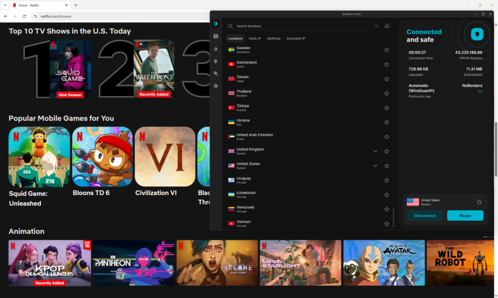 I successfully accessed several Netflix libraries with Surfshark VPN