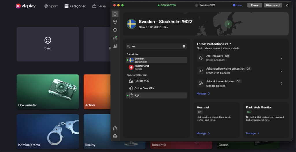 Viaplay with NordVPN