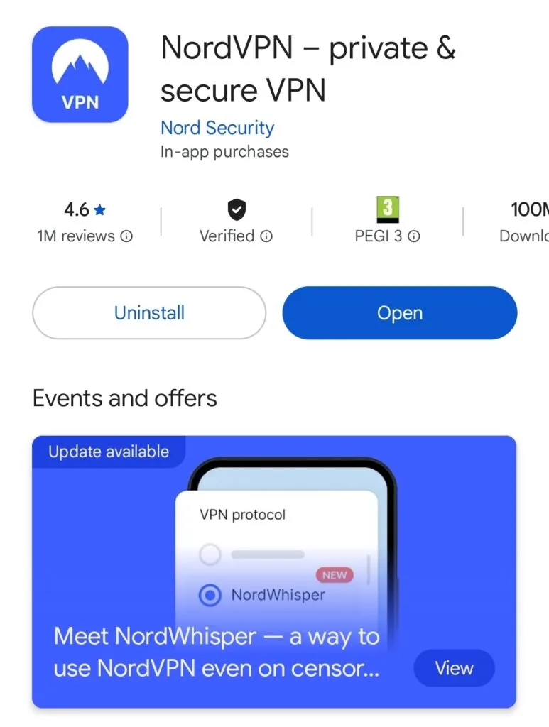 NordVPN Android app