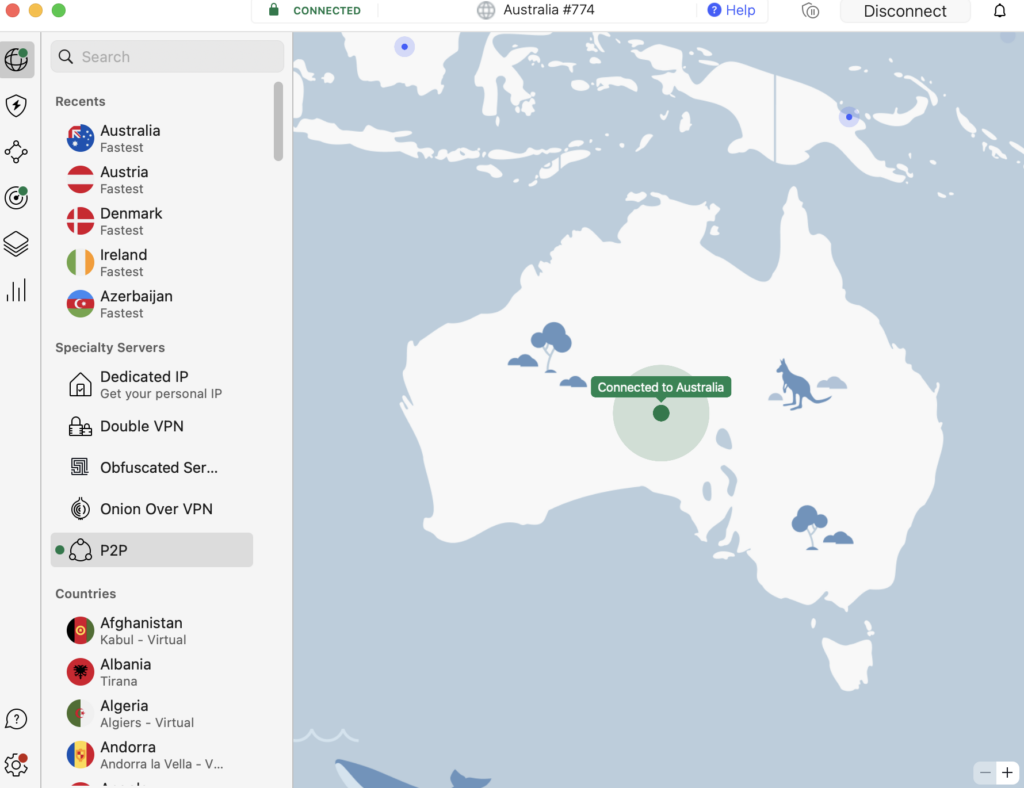 NordVPN connected to Australia to access Gogglebox on Network 10