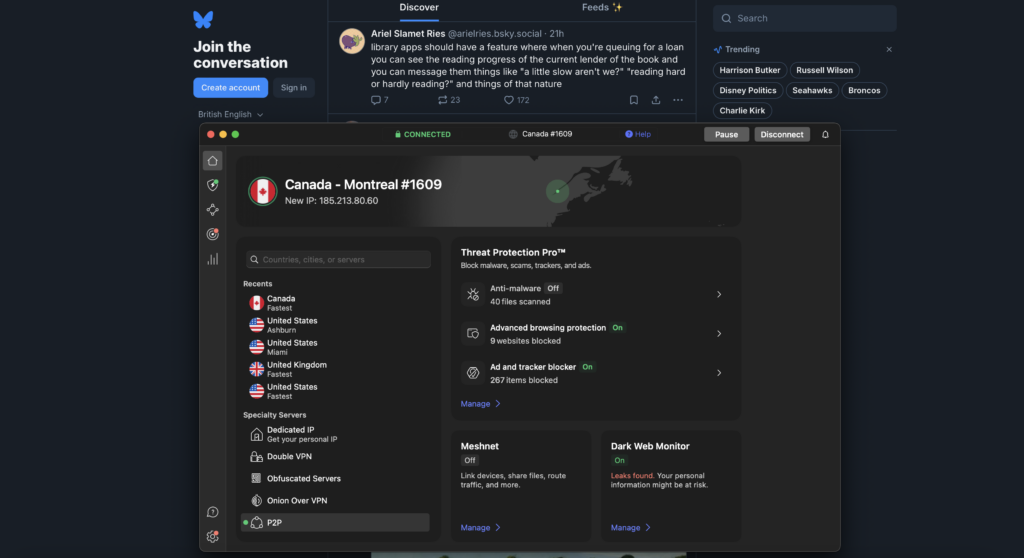Bluesky unblocked using NordVPN