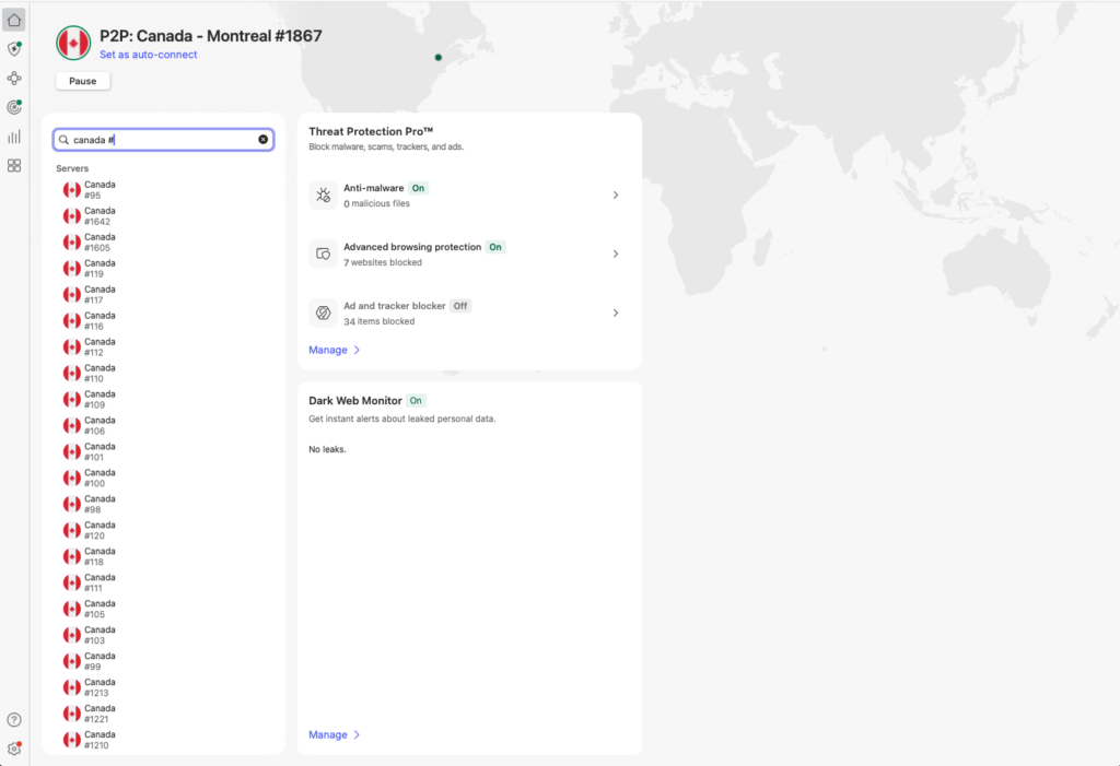 NordVPN servers in Canada