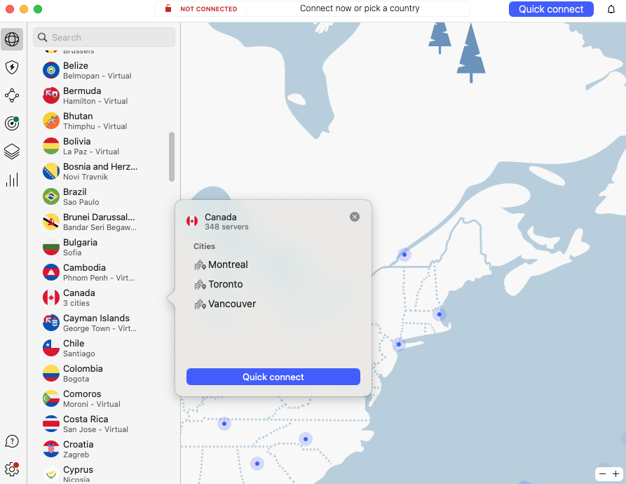 NordVPN servers in Canada where Bluesky does not require age verification