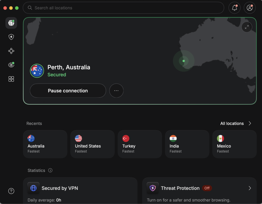 NordVPN connected to an Australian server for watching Gogglebox Australia