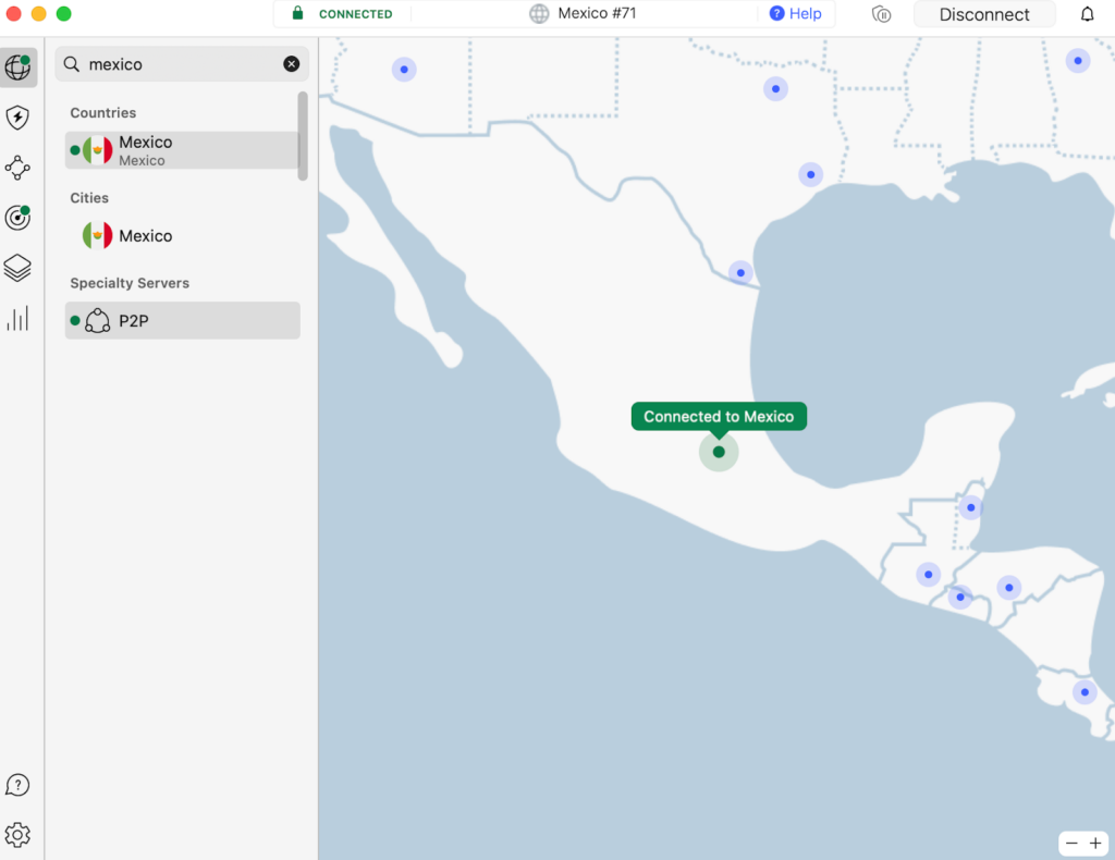 NordVPN connected to Mexico to stream La Casa de los Famosos México