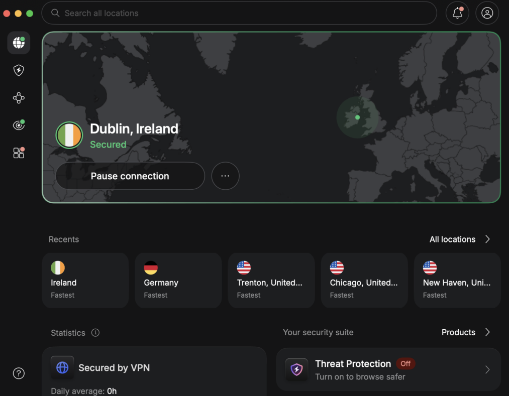 NordVPN connected to Ireland to access RTE 2