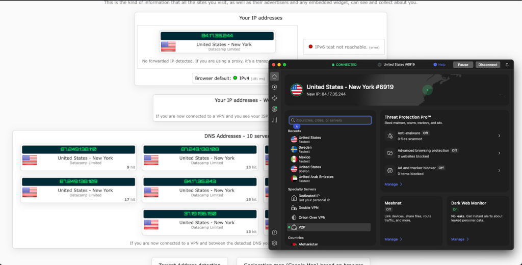 NordVPN leak test results