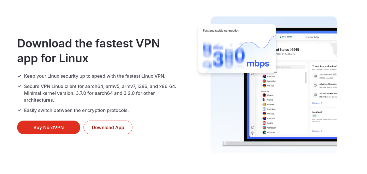 NordVPN app download for Linux