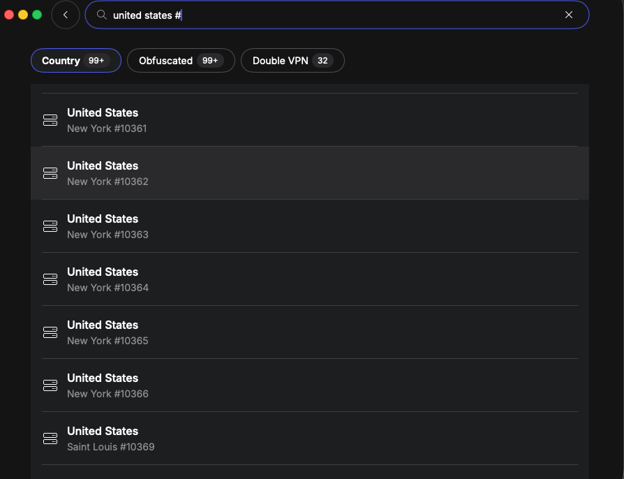 NordVPN server list