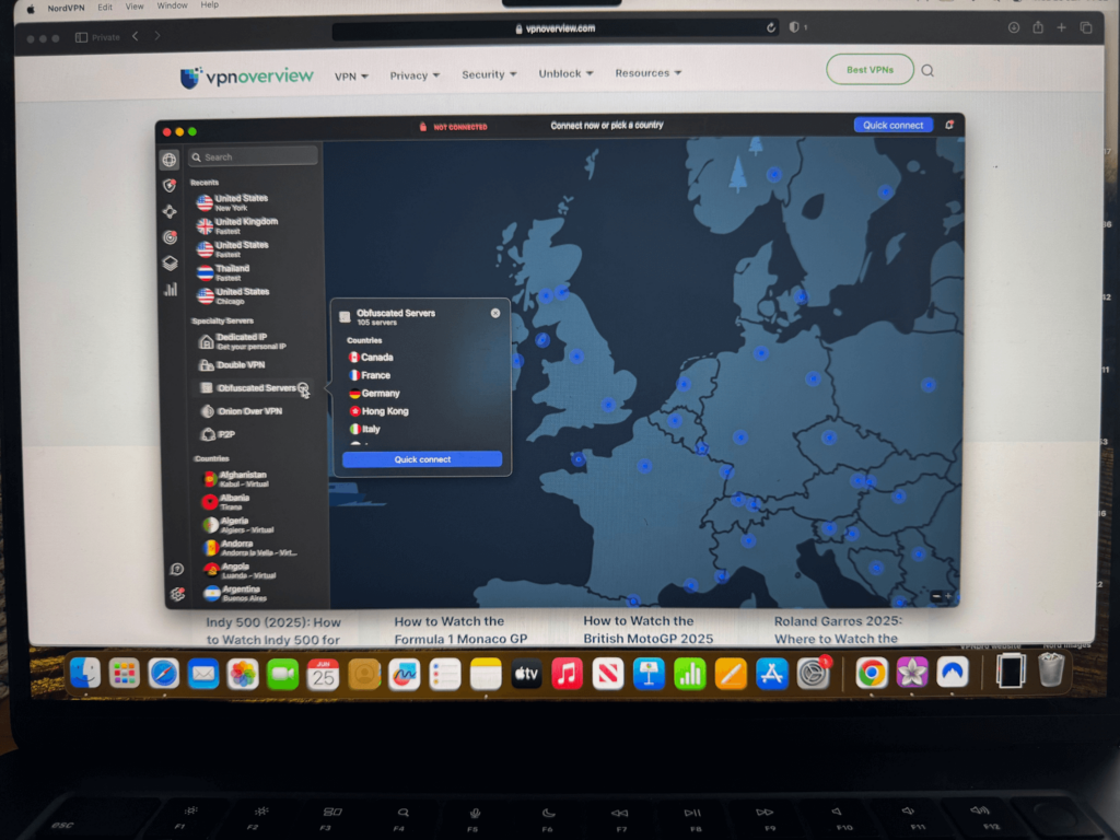 NordVPN's speciality servers, including double VPN, obfuscated, and Tor over VPN