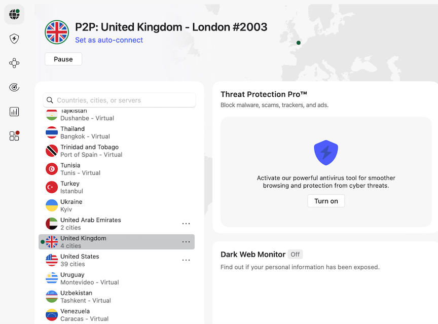 NordVPN connect to the UK