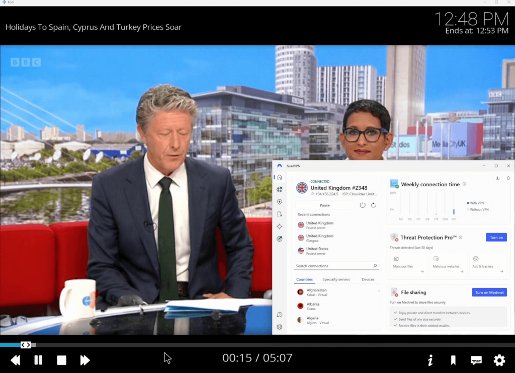 Accessing the BBC iPlayer Kodi add-on from abroad with NordVPN
