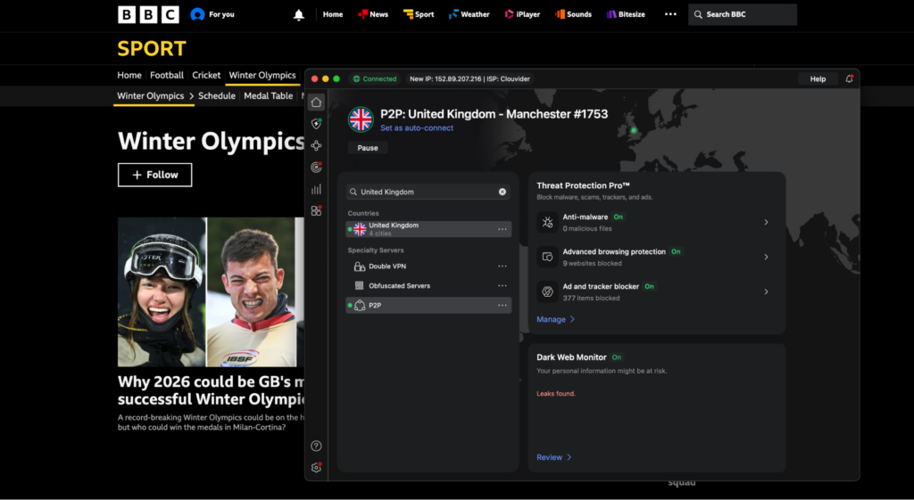 Unblocking ice hockey streams on BBC iPlayer using NordVPN