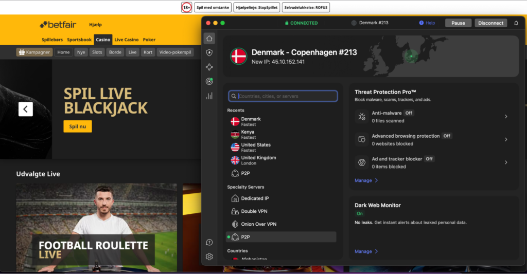 Unblocking Betfair on a Denmark VPN server