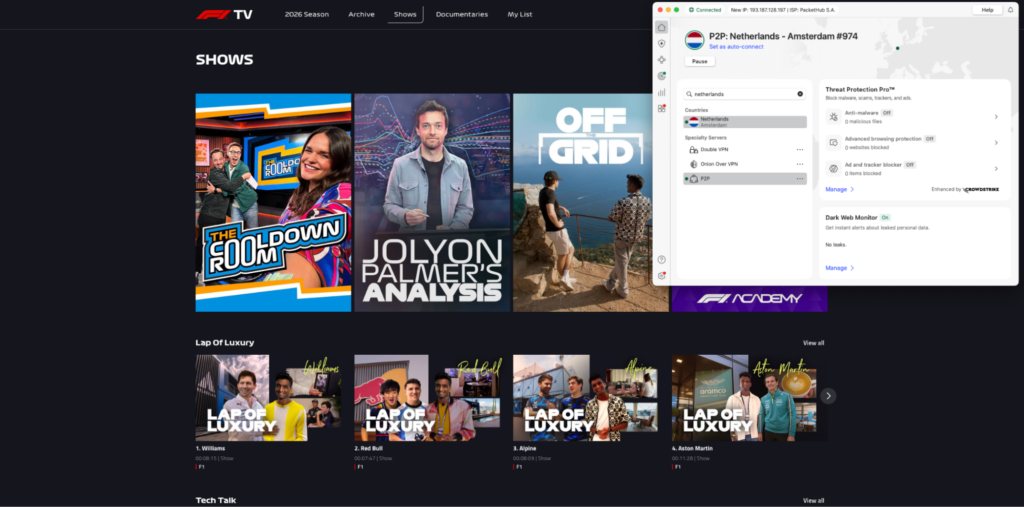 Unblocking F1 TV Pro in Japan with NordVPN's lightning-fast servers
